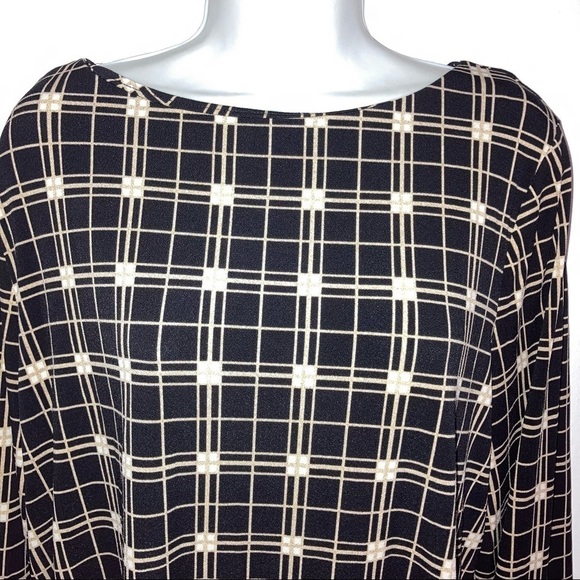 Charter Club Stretch Long Sleeve Plaid Top XL Black Tan - Picture 3 of 7